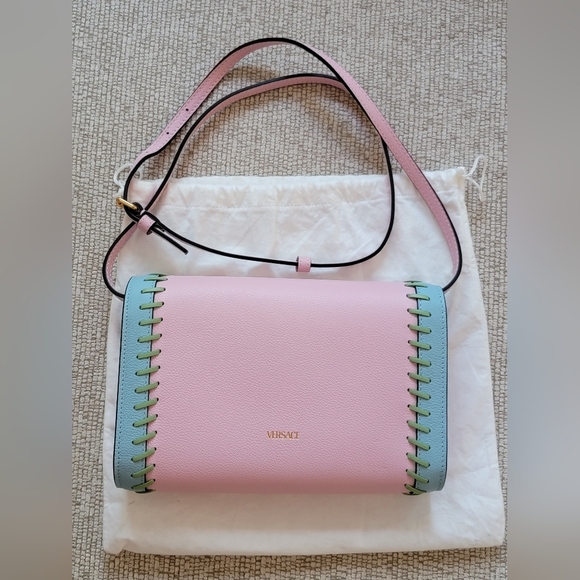 Versace La Medusa Two-Tone Leather Crossbody Bag NWT - Picture 7 of 15